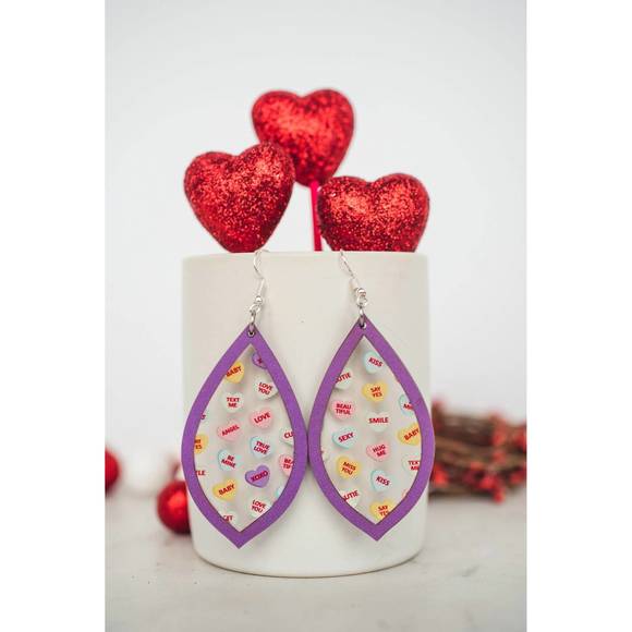 HELLO HAPPINESS DESIGNS Jewelry - NEW HELLO HAPPINESS DESIGNS candy heart teardrop earrings in purple